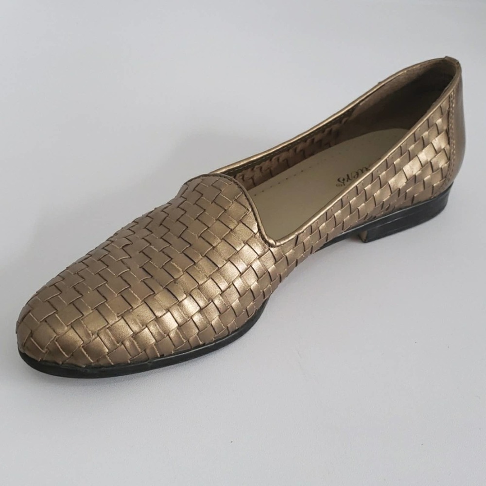 TROTTERS Golden Bronze Woven Slip On Loafer Flats, Women's Size: 9.5, $40